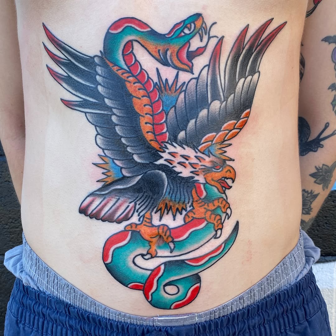 Traditional eagle tattoo by Marshall