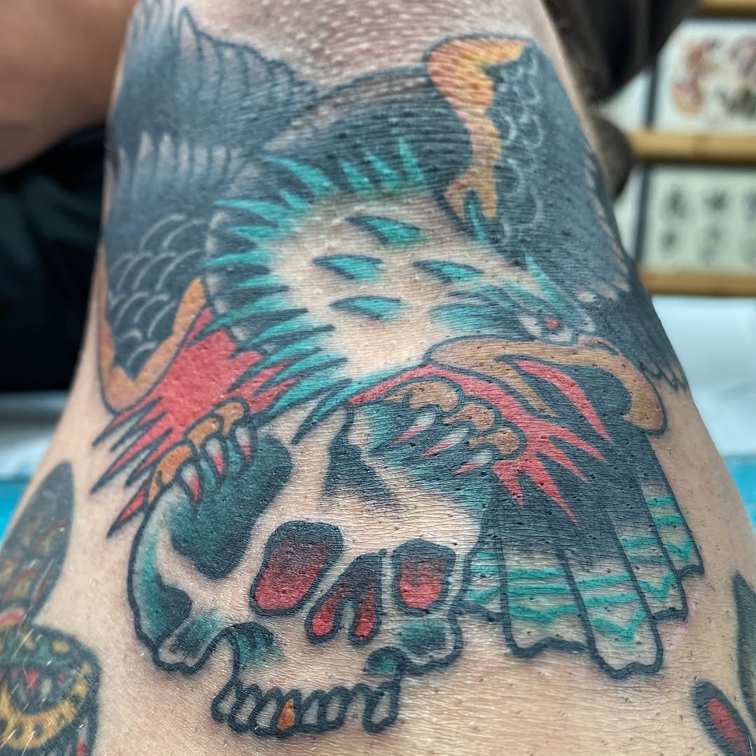 Eagle and skull tattoo by Marshall