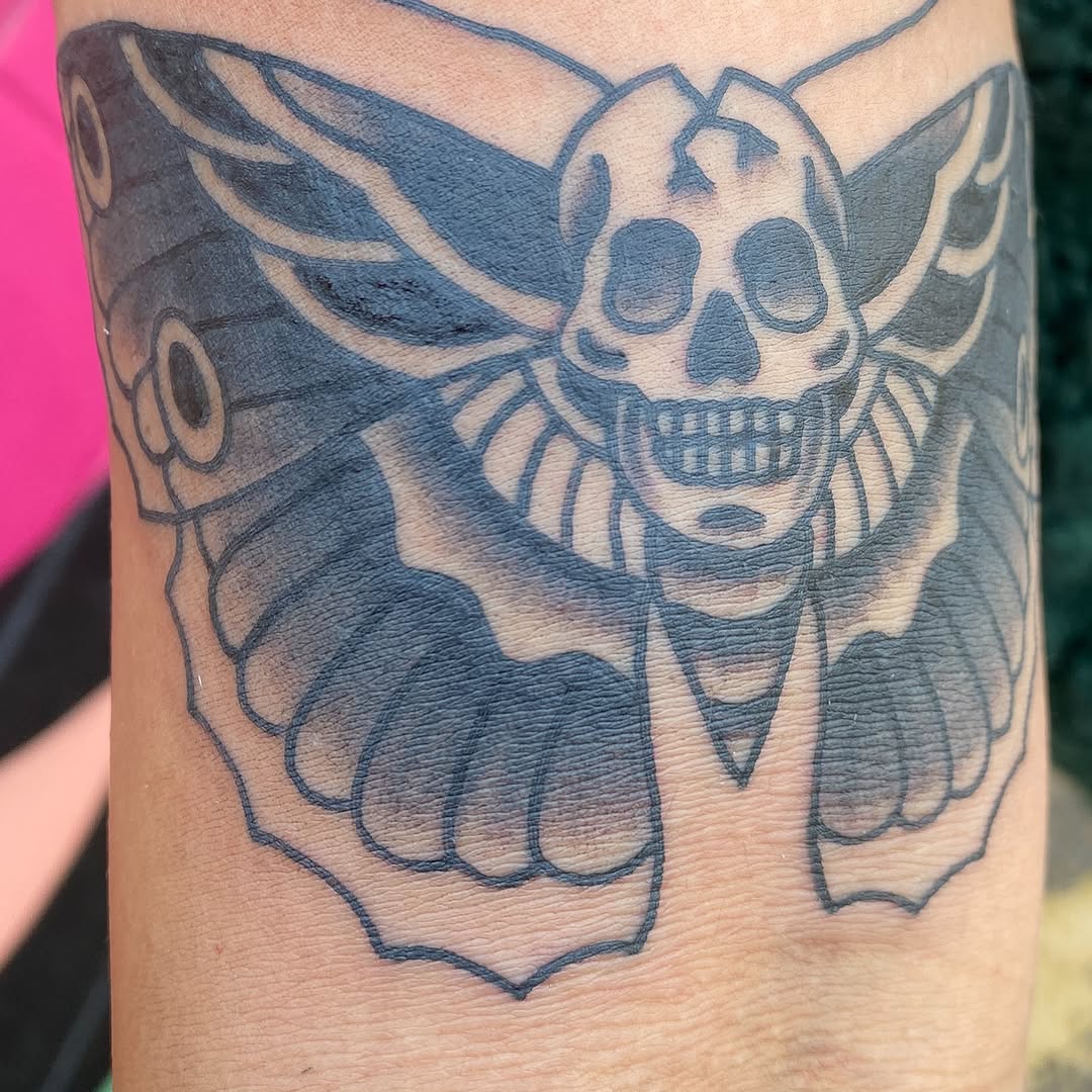 Skull moth tattoo by Marshall