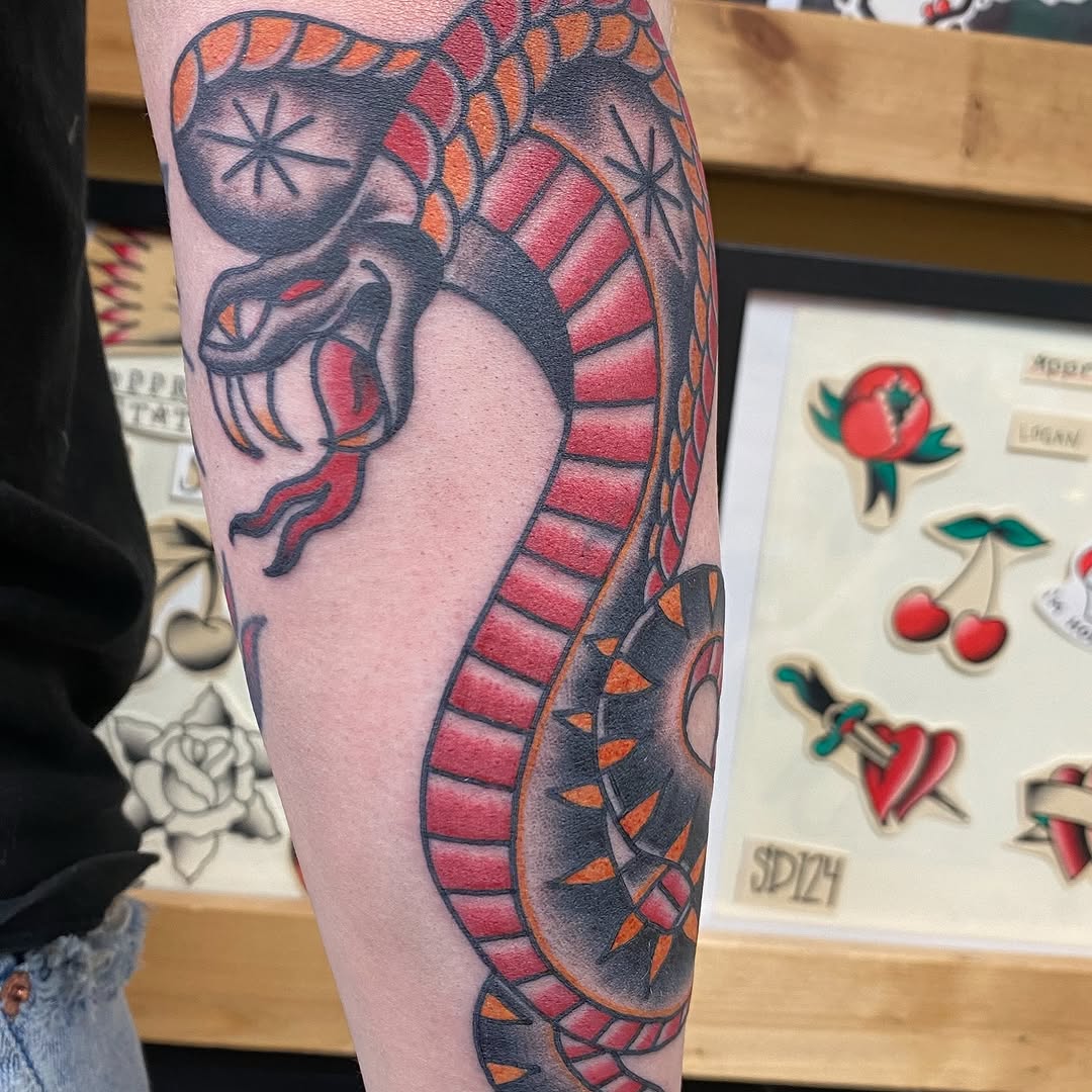 Traditional cobra tattoo by Marshall